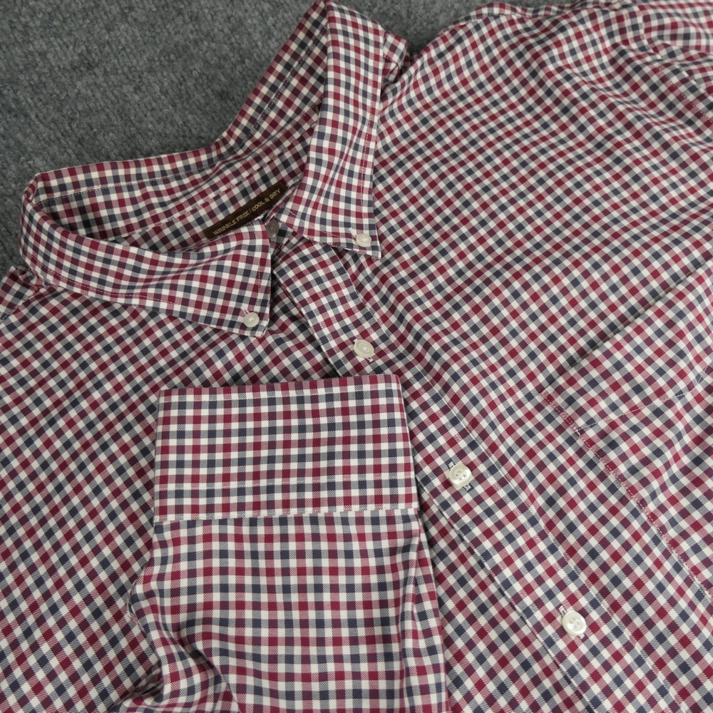 Oak Hill Shirt Mens 4XLT Red Blue Gingham Button Down Wrinkle Free Long Sleeve